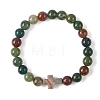 8.5MM Natural Indian Agate Round Beaded Stretch Bracelets BJEW-JB14342-01-3