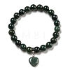 8.5mm Round Natural Moss Agate Beaded Stretch Bracelets BJEW-C074-01P-2