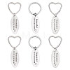 GOMAKERER 6Pcs 2 Styles Mother's Day Oval with Word Remember I Love You Mom Stainless Steel Keychain AJEW-GO0001-57-1