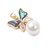 3Pcs 3 Sizes Natural Paua Shell with Round White Shell Pearl Pendants PALLOY-JF05084-4