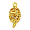 Brass Micro Pave Clear Cubic Zirconia Hollow Oval Connector Charms KK-A230-05B-G-1