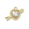 Alloy Rhinestone Pendants Heart with Arrow Charms RB-CBA7D90-03G-1