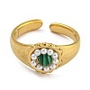 Round Synthetic Malachite Finger Rings RJEW-U015-03G-2