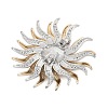 Sunflower Alloy Rhinestone Brooches for Backpack ClothesDouble  PALLOY-D361-12GP-2