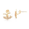 Brass Pave Clear Cubic Zirconia Stud Earring Findings KK-N216-534-3