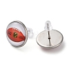 Sport Balls Glass & 304 Stainless Steel Stud Earrings for Women EJEW-H005-01P-10-2