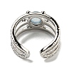 Natural Aquamarine Adjustable Rings RJEW-K269-10P-04-3