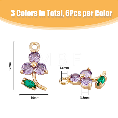 18Pcs 3 Colors Transparent Glass Pendants GLAA-DC0001-18-1