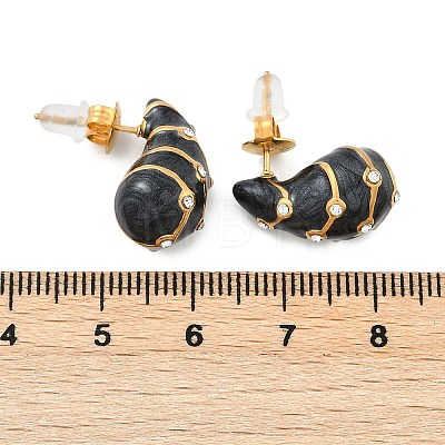 304 Stainless Steel Enamel Stud Earrings EJEW-F353-03G-01-1