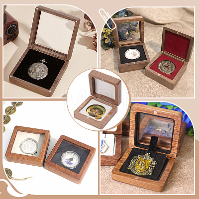 Wooden Badge Packing Magnetic Boxes CON-WH0085-229B-1