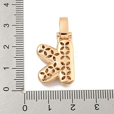 Brass Micro Pave Clear Cubic Zirconia Pendants KK-B099-01G-K-1