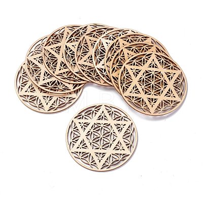 Basswood Carved Round Cup Mats DJEW-M006-01-1