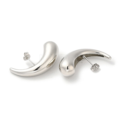 Rack Plating Brass Teardrop Stud Earrings for Women EJEW-D073-01P-1