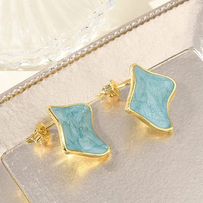 Brass Enamel Stud Earrings for Women KK-CBA760A-07G-03-1