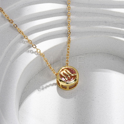 Brass Pave Cubic Zirconia Birth Stone Constellation Pendant Cable Chain Necklaces NJEW-D334-01G-08-1
