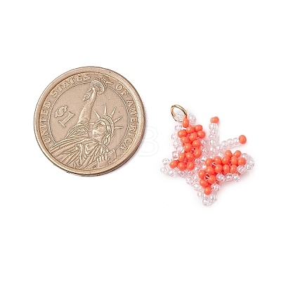 Glass Seed Beaded Butterfly Pendants PALLOY-MZ00473-02-1