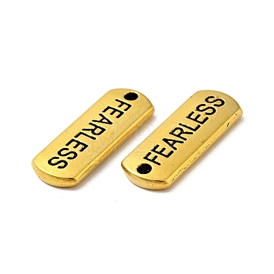 Tibetan Style Alloy Rectangle with Word Fearless Pendants TIBEP-Q043-064AG-RS-1