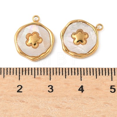 304 Stainless Steel Pave Natural Shell Pendants STAS-F319-02C-G02-1