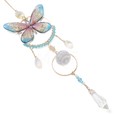 Stainless Steel Resin Butterfly Suncatcher HJEW-TA00451-03-1