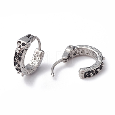 316 Stainless Steel Skull Hoop Earrings for Men Women EJEW-C045-03-1