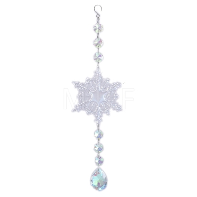 Acrylic Christmas Snowflake Glass Octagonal Pendants PW-WG10BC4-02-1