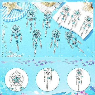 16Pcs 8 Styles Alloy & Synthetic Turquoise Pendants PALLOY-CJ00194-1