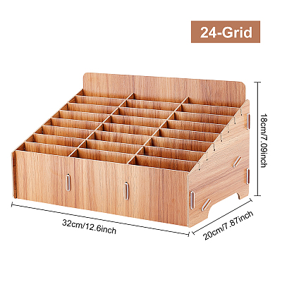 24-Grid Wooden Cell Phone Storage Box CON-WH0094-05A-1