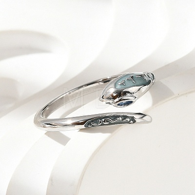 Brass Cubic Zirconia Cuff Rings for Women RJEW-S401-01P-1