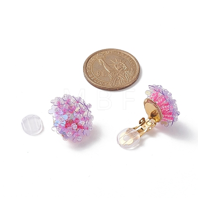 PVC Paillette Flower Clip-on Earrings EJEW-JE05172-1