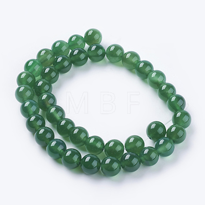 Natural Green Onyx Agate Beads Strands G-G583-10mm-11-1