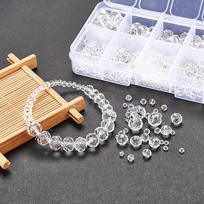 710Pcs Transparent Faceted Rondelle Glass Beads DIY-YW0003-11-1