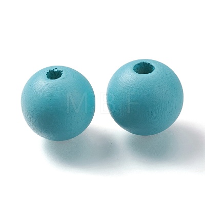 Painted Natural Wood Beads WOOD-A018-16mm-03-1
