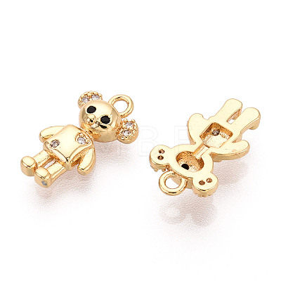Brass Micro Pave Clear Cubic Zirconia Pendants KK-T078-02G-03-1