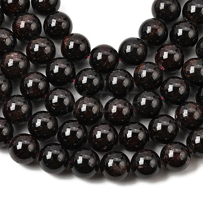 Natural Garnet Gemstone Bead Strands G-R263-10mm-1