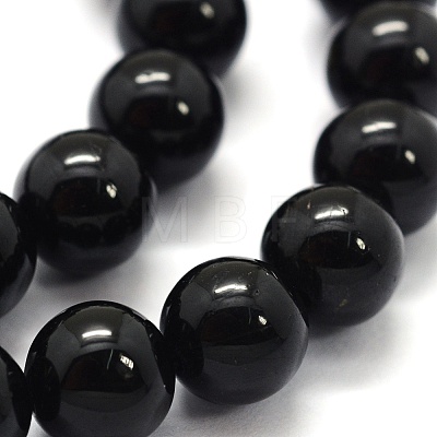 Natural Black Tourmaline Beads Strands G-G763-01-4mm-A-1