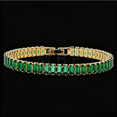 Brass Pave Cubic Zirconia Rectangle Tennis Bracelets for Women UU2091-4-1