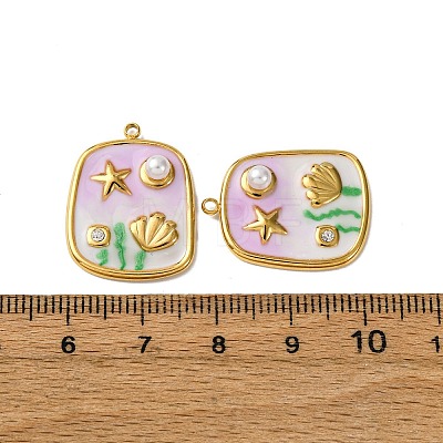 304 Stainless Steel Enamel Pendants STAS-L299-18G-03-1