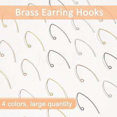 SUPERFINDINGS 80Pcs 4 Colors Brass Earring Hooks KK-FH0004-45-1