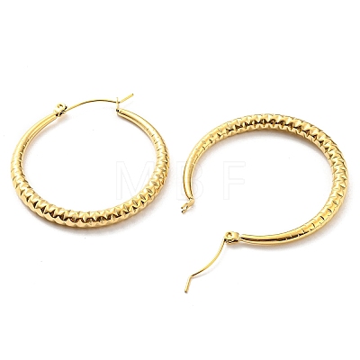 304 Stainless Steel Grooved Hoop Earrings EJEW-B023-18G-1