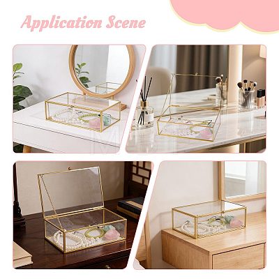 Transparent Glass Jewelry Organizer Display Cases with Metal Frame AJEW-WH0410-465A-1-1