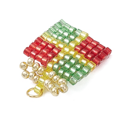 Glass Seed Beaded Christmas Gift Pendants PALLOY-MZ00899-04-1