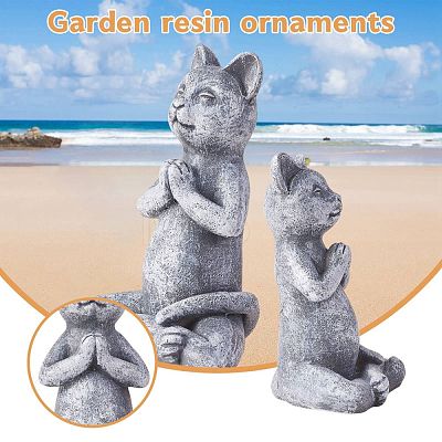 Resin Imitation Stone Cat Garden Decor JX174A-1