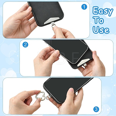 4Pcs 201 Stainless Steel Mobile Phone Lanyard Patch AJEW-YW0003-04-1