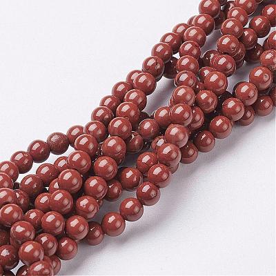 Natural Red Jasper Round Beads Strands GSR4mmC011-1