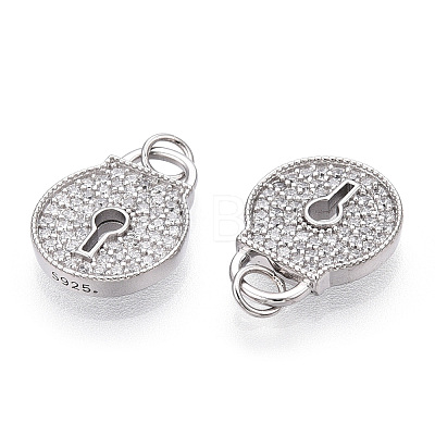 Rhodium Plated 925 Sterling Silver Micro Pave Cubic Zirconia Charms STER-T004-16P-1