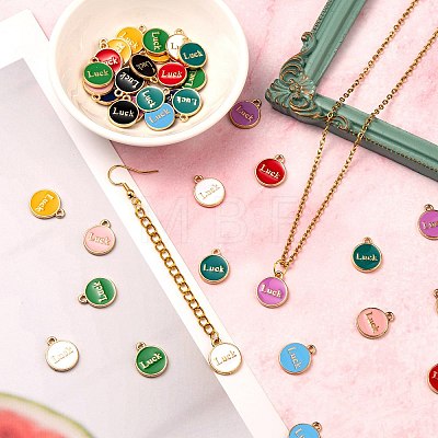 45Pcs 9 Colors Light Gold Alloy Enamel Pendants ENAM-CJ0002-07-1