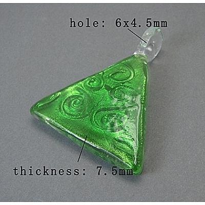 Handmade Silver Foil Glass Pendants X-FOIL-N021-M-1
