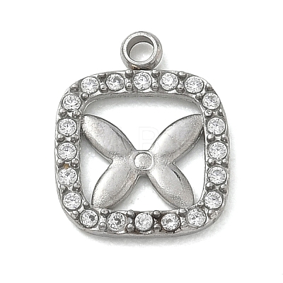 304 Stainless Steel with Crystal Rhinestone Charms RB-CBA8719-01A-P-1