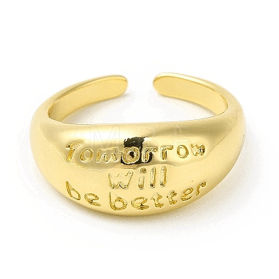 Word Tomorrow Will Be Better Brass Open Cuff Ring for Women RJEW-H120-04G-1