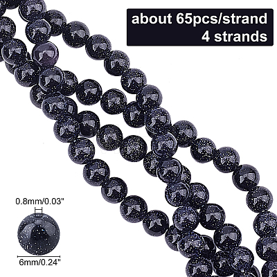 4 Strands Synthetic Blue Goldstone Beads Strands G-CA0001-19-1